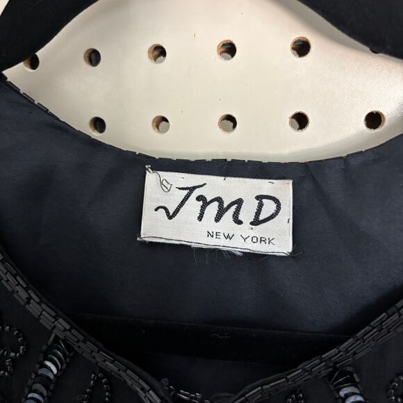 Vintage JMD Beaded Silk Jacket Black Glam Avant Garde Women’s L - Picture 4 of 8